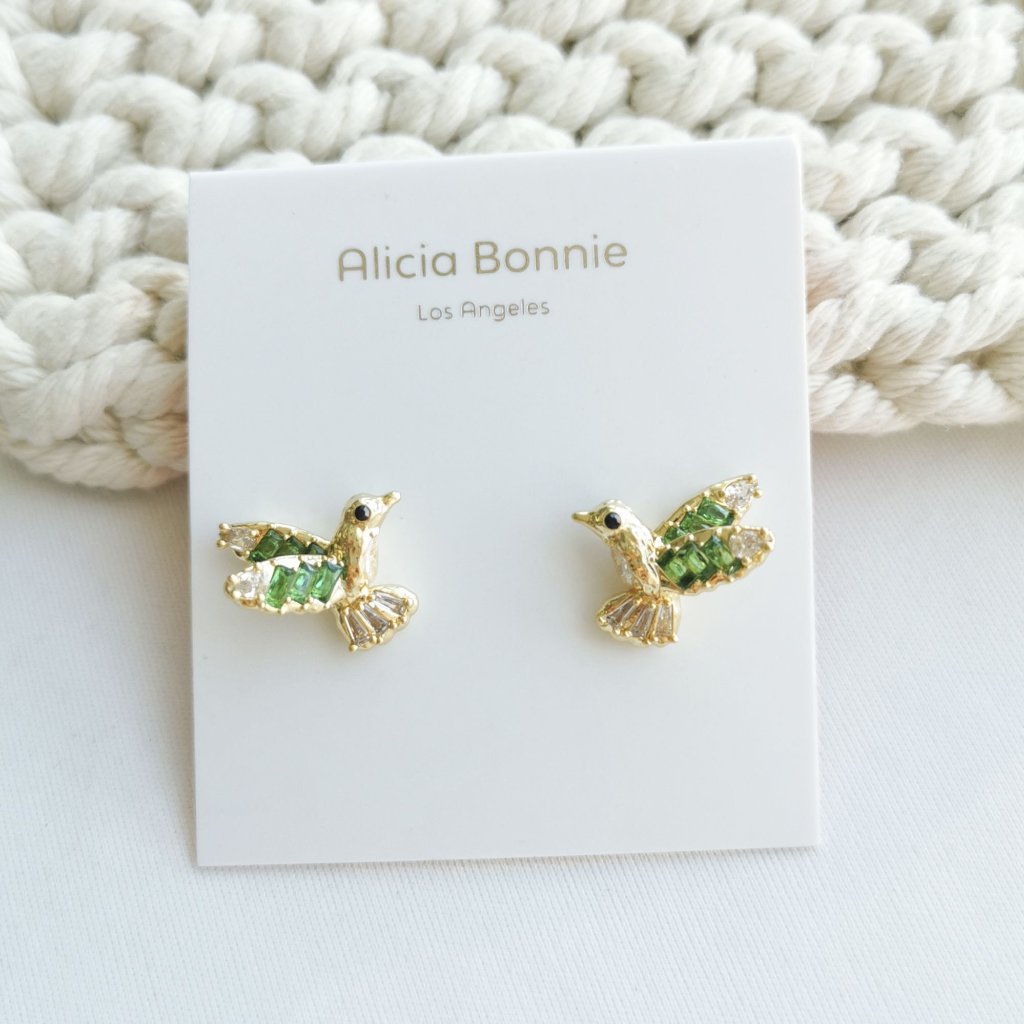 Alicia Bonnie Hummingbird Gold Multi Color Crystal Stud Earrings 15$